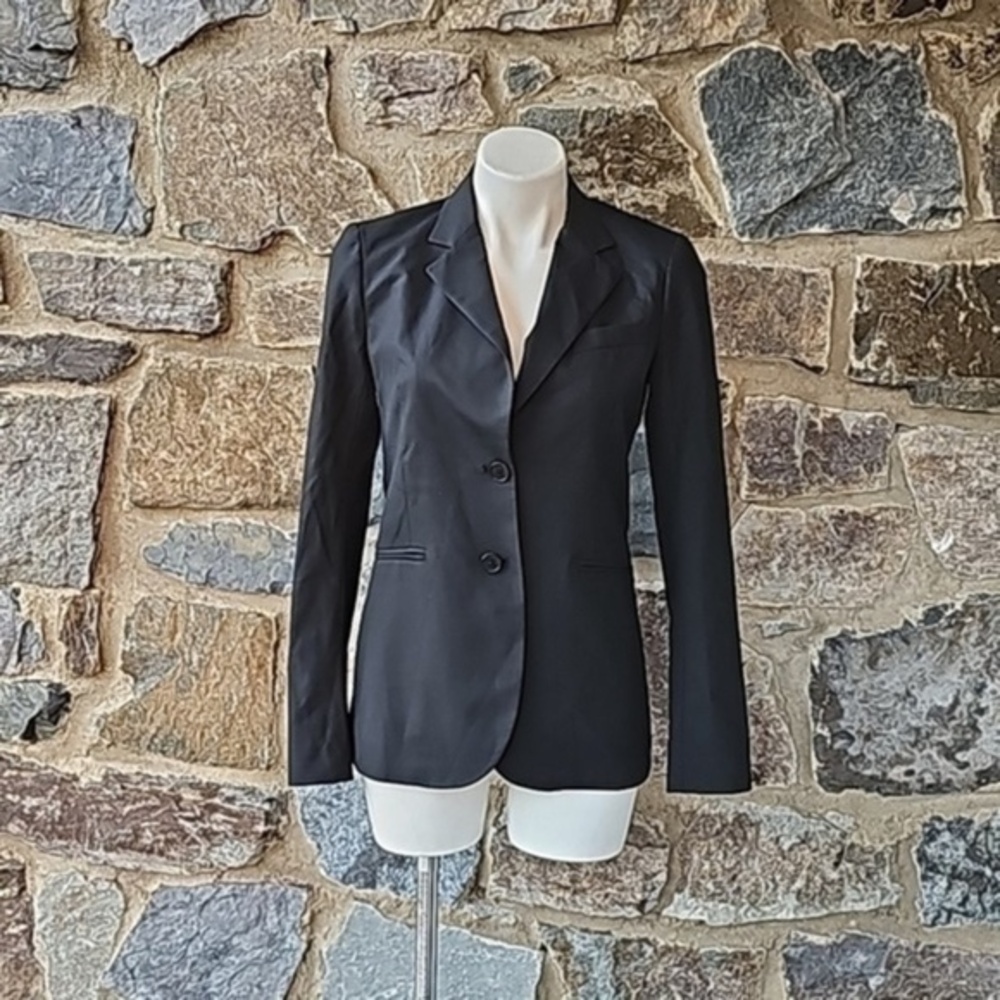 Theory  Black wool Jacket Blazer Black Stretch Pocket Notch Lapel Button Lined 4